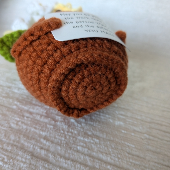 Crochet Flower Pot Positive Plant Spring Flowers Gift Decor 5" Tall 3" Wide - Picture 5 of 8